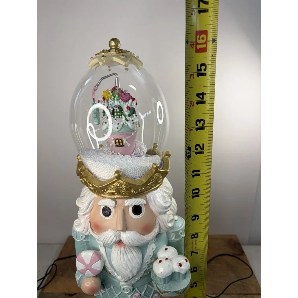 Cupcakes & Cashmere  18” Nutcracker Light Up Snow Globe  Musical Christmas Mint